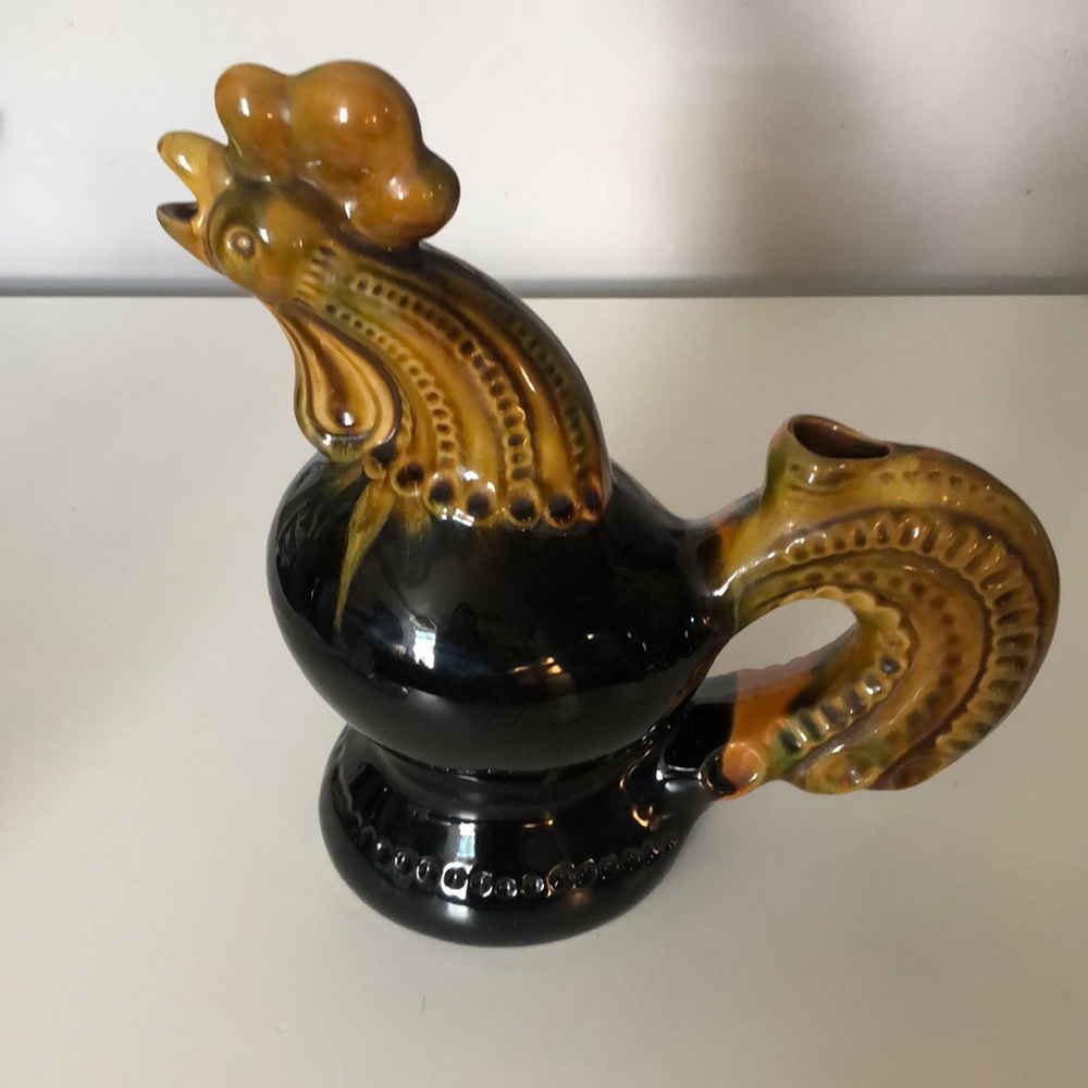 Ukrainian mid-century ceramic rooster decanter